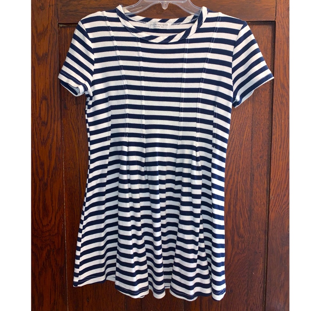 Paper Crane Navy and White Striped Short Sleeve Dress